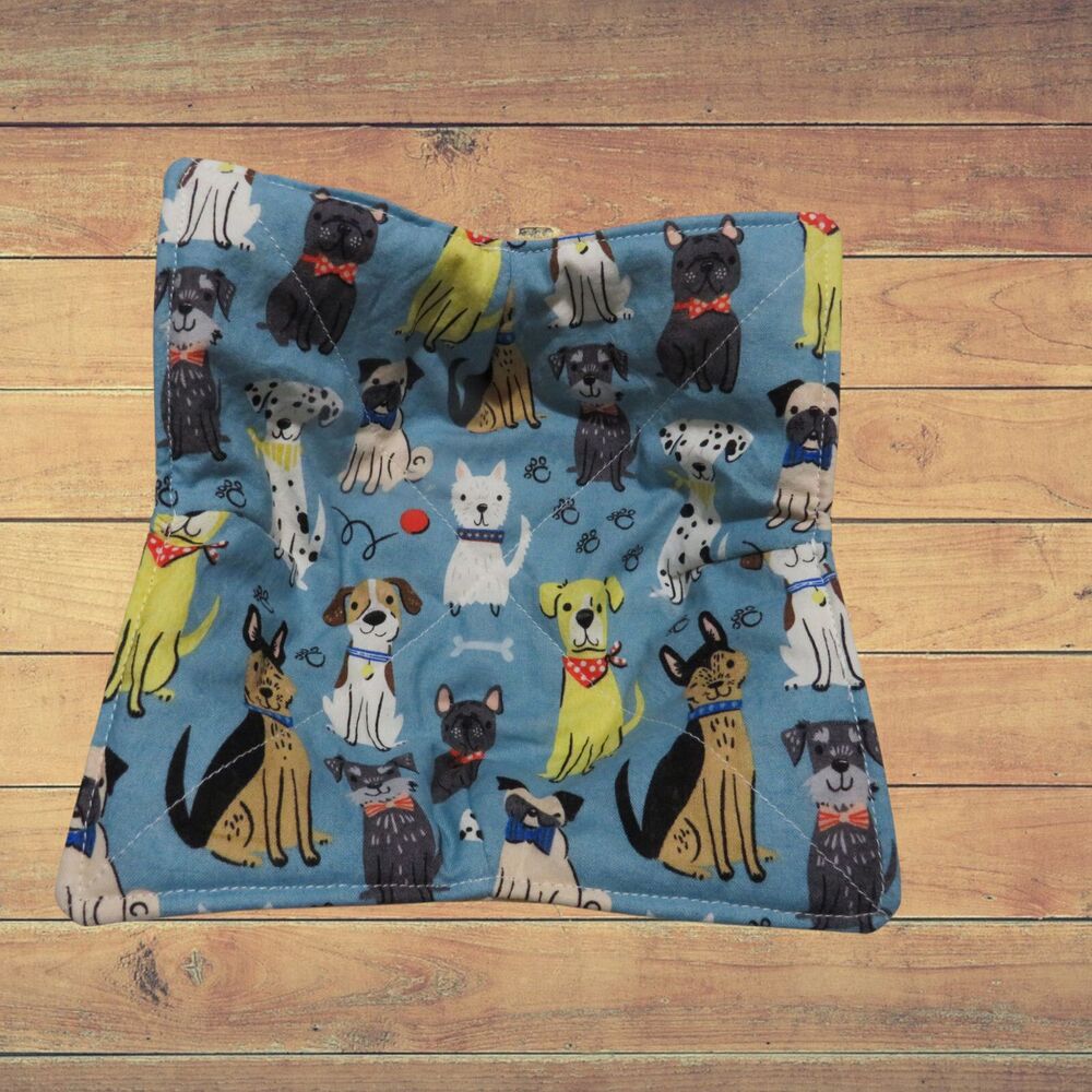 Microwave Bowl Cozy Reversible Dogs and Yellow Floral Soup Bowl Ice Cream Cozy
